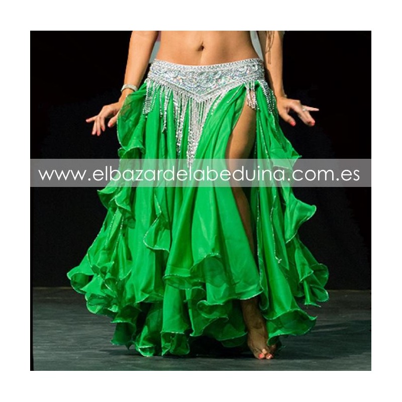 Falda forrada verde clara para danza del vientre