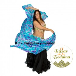 100% seda velo de danza del vientre azul accesorios de danza del vientre  (turquesa, azul, morado, rosa naranja), Cinco colores
